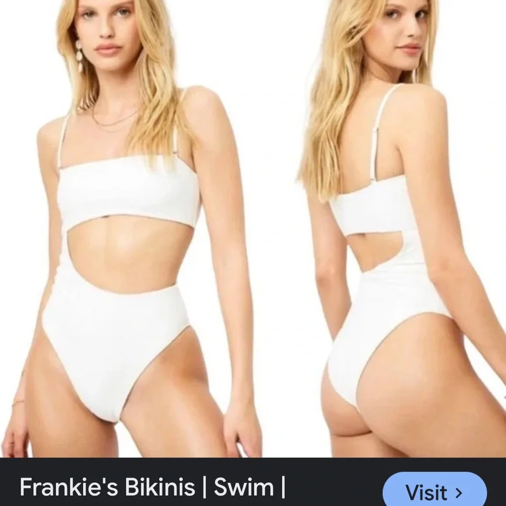 Frankie's Bikinis Cream Ribbed One-Piece